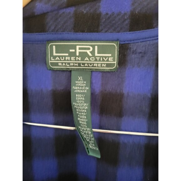 Lauren Ralph Lauren Women Blue Black Check Jacket size XL LRL Chore Outdoor Barn - Picture 3 of 7